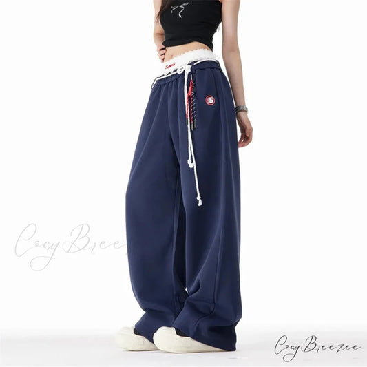 Patchwork Spacious Casual Flowing Straight Pant pant-250223