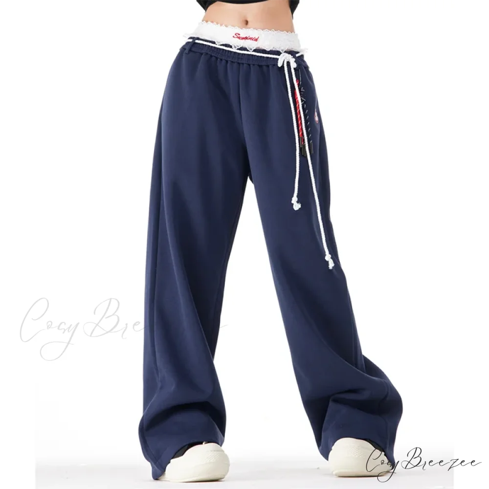 Patchwork Spacious Casual Flowing Straight Pant pant-250223