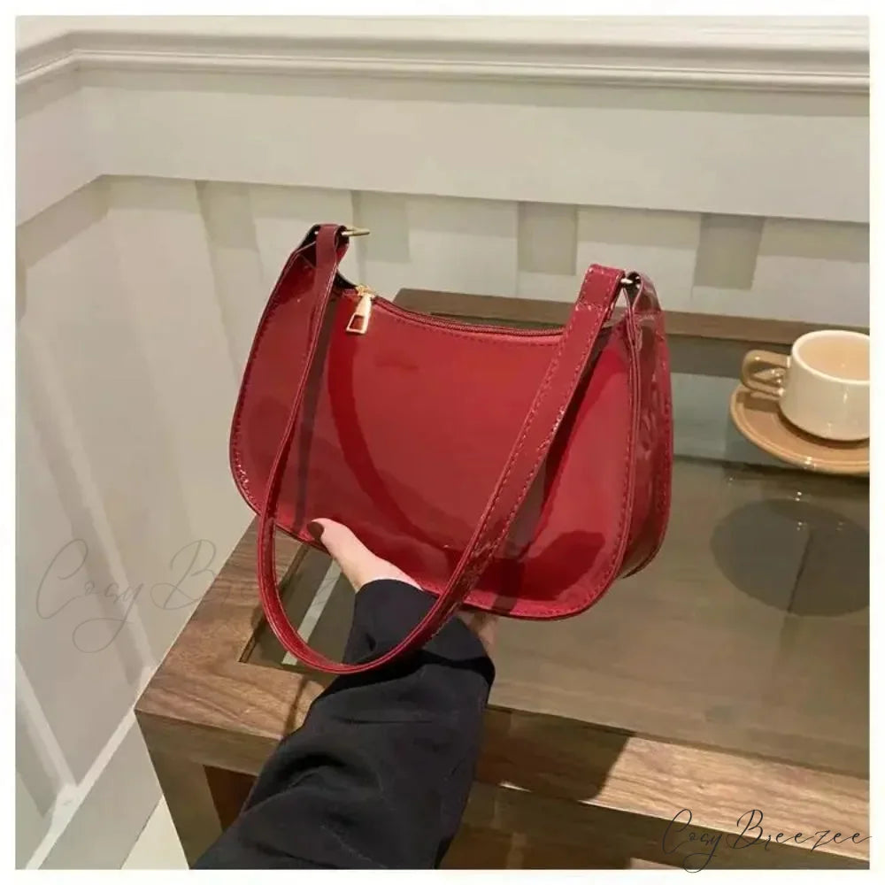 Patent Leather Versatile Fashion Shoulder Bag shoulder-250126