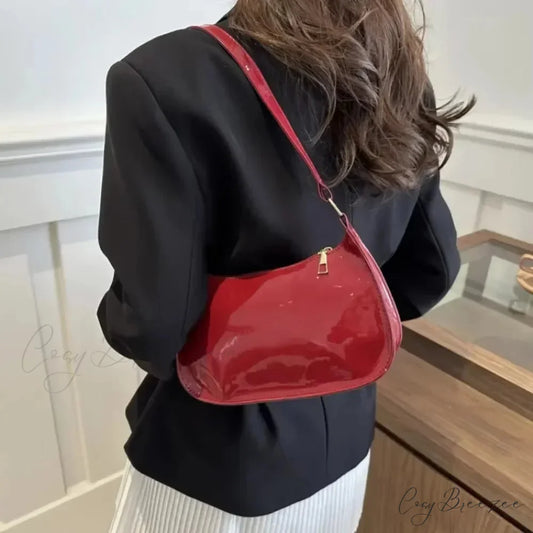 Patent Leather Versatile Fashion Shoulder Bag shoulder-250126