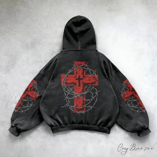 Pattern Printing Relaxed Hoodie hoodies-241228