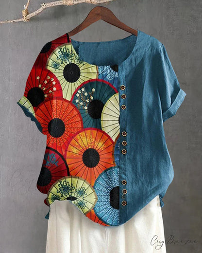 Patterned neck crew tee