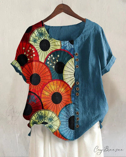 Patterned neck crew tee