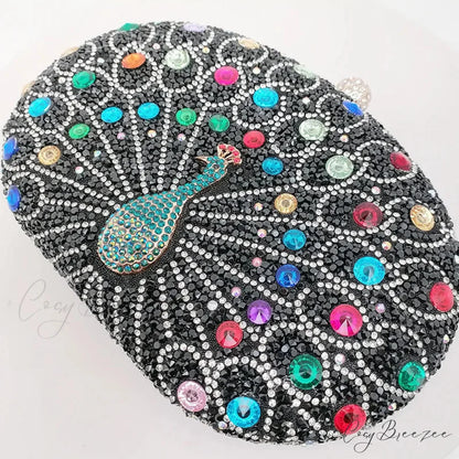 Peacock Diamond Rhinestone Evening Shoulder Clutch Bag clutchbag-250126