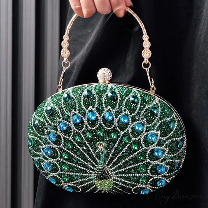 Peacock Diamond Rhinestone Evening Shoulder Clutch Bag clutchbag-250126