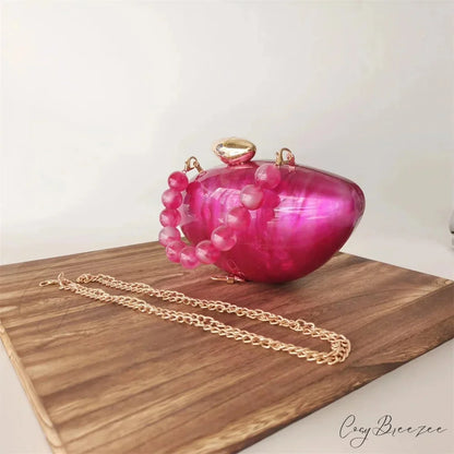 Pearl Brown Marble Acrylic Evening Clutch Bag beaded handle5 clutchbag-250126
