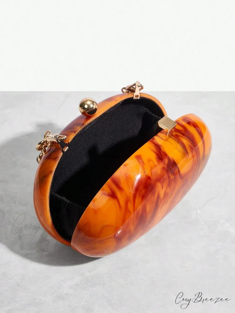 Pearl Brown Orange Acrylic Box Clutch clutchbag-250126