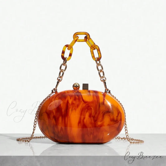 Pearl Brown Orange Acrylic Box Clutch clutchbag-250126