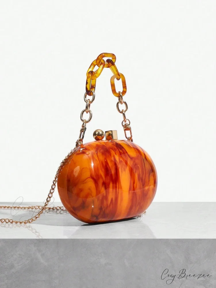 Pearl Brown Orange Acrylic Box Clutch clutchbag-250126