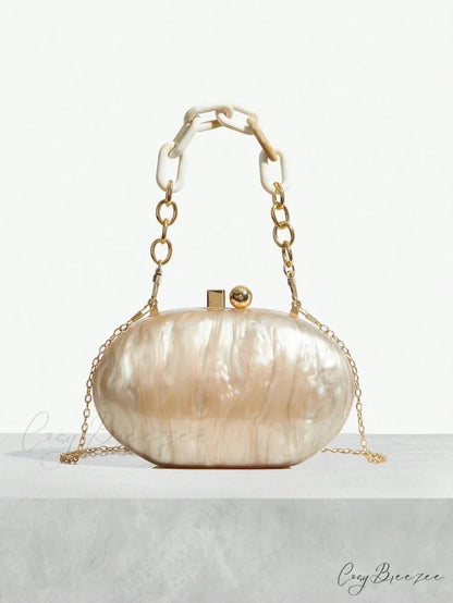 Pearl Brown Orange Acrylic Box Clutch picture show2 clutchbag-250126