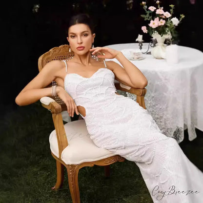 Pearl Decorated Strapless Bandage Formal Dress promdress-250223