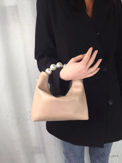 Pearl Handle Fashion Clutch khaki clutchbag-250126