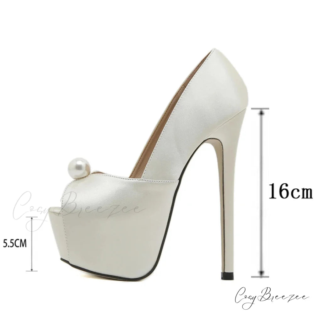 Pearl Nightclub Silk Platform Party Peep-Toe Cozy StripperFashionable Sexy High Heel