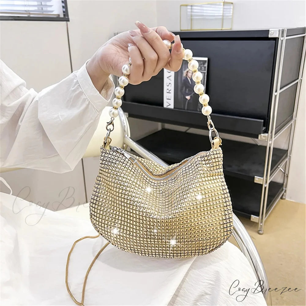 Pearl Rhinestone Delicate Shoulder Party Handbag handbag-250126