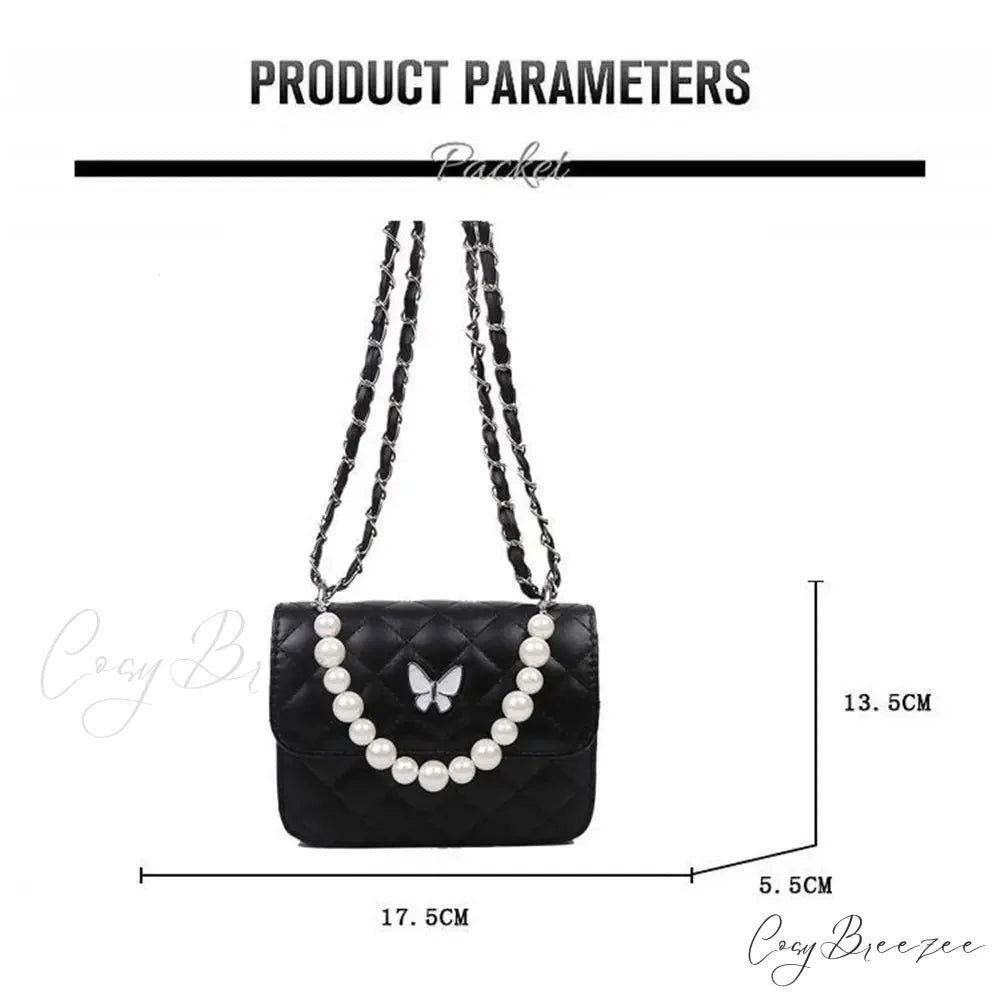 Pearl Shoulder Handbag PU Leather All-Match Tote handbag-250126