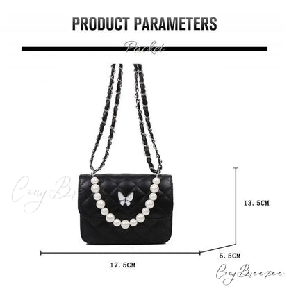 Pearl Shoulder Handbag PU Leather All-Match Tote handbag-250126