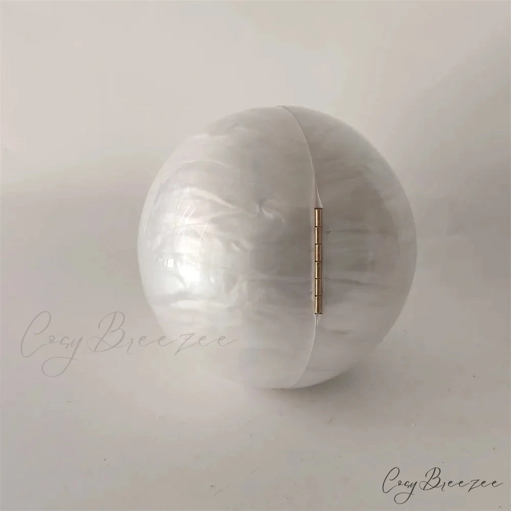 Pearl White Egg Acrylic Box Oval Bridal Messenger Clutch Bag clutchbag-250126
