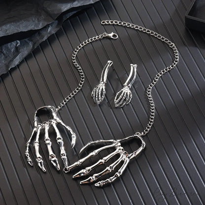 Personality Gothic Punk Skull Pendant Hip-hop Halloween Alloy Necklace PINK