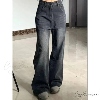 Petite High-Waisted Draped Straight-Leg Women’s Loose-Fit Slimming Pants Vintage Versatile Style For All Seasons Jeans