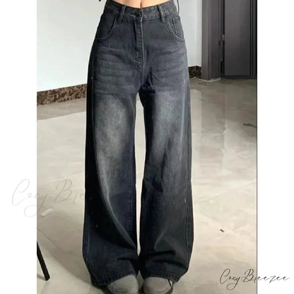 Petite High-Waisted Draped Straight-Leg Women’s Loose-Fit Slimming Pants Vintage Versatile Style For All Seasons Jeans