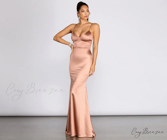 Phoebe Strappy Stylish Back Mermaid Dress MAUVE / XS