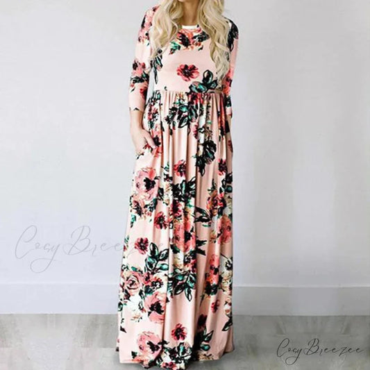 Pink Boho Floral Maxi Dress oldfloraldress-250126