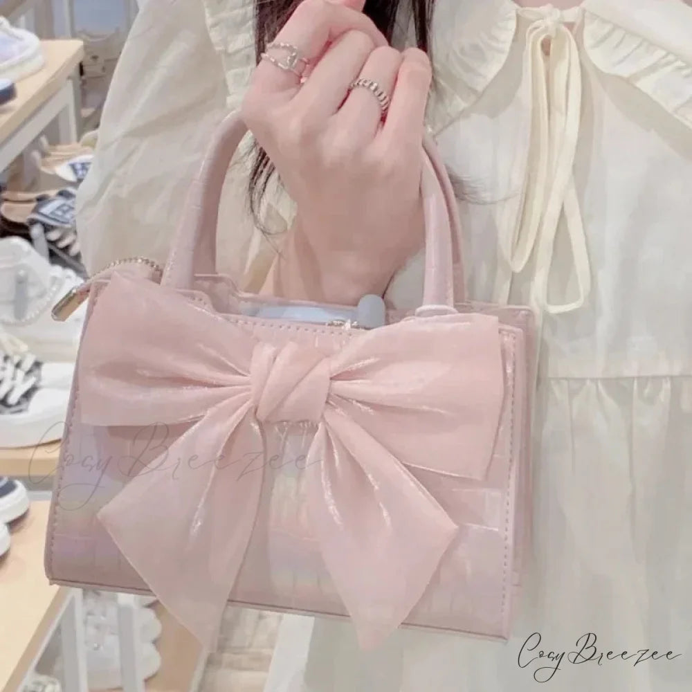 Pink Bowknot Small Square Crossbody Bag handbag-250126