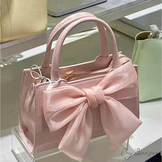 Pink Bowknot Small Square Crossbody Bag Pink handbag-250126