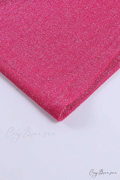 Pink Glitter Tie-back Dress with Slit