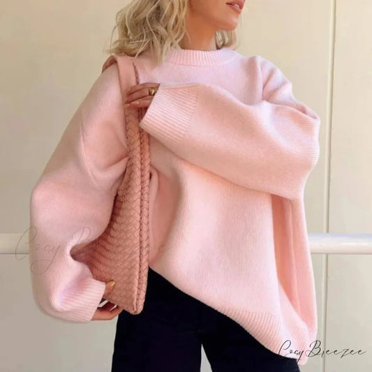 Pink Streetwear O-neck Sweater swraters-241228