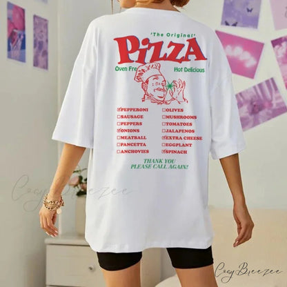 Pizza Back Print Charming Unisex Graphic Tee