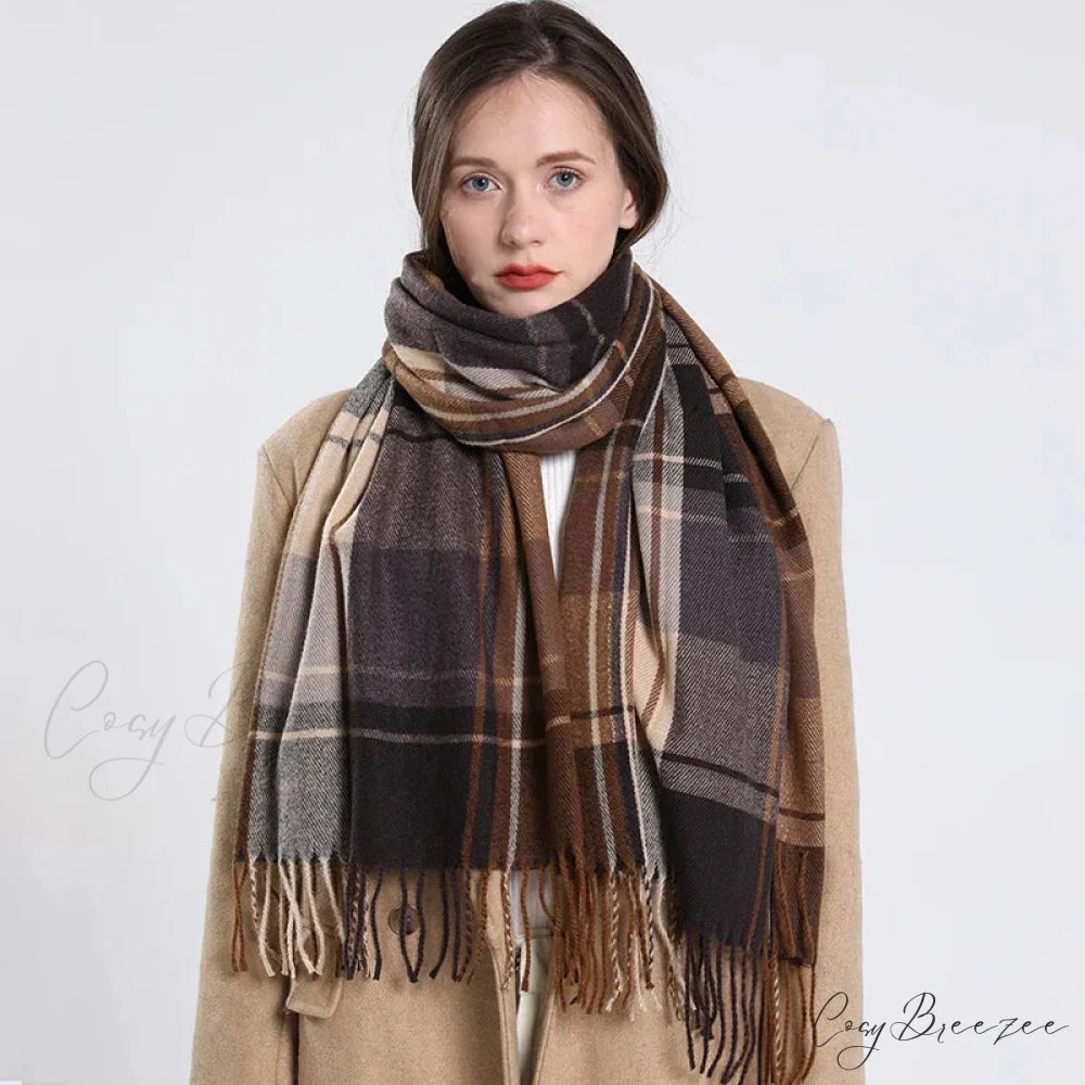 Plaid Cashmere Winter Long Bandana Scarf scarf-241228