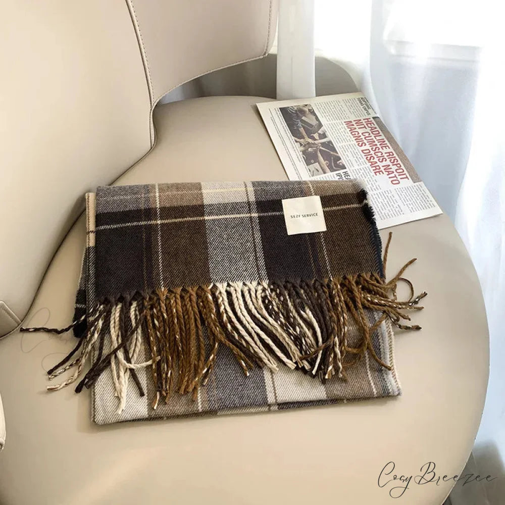 Plaid Cashmere Winter Long Bandana Scarf color1 scarf-241228