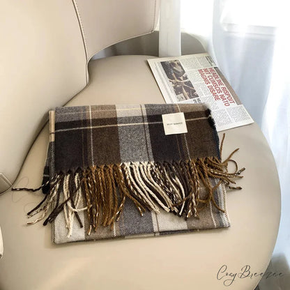 Plaid Cashmere Winter Long Bandana Scarf color1 scarf-241228