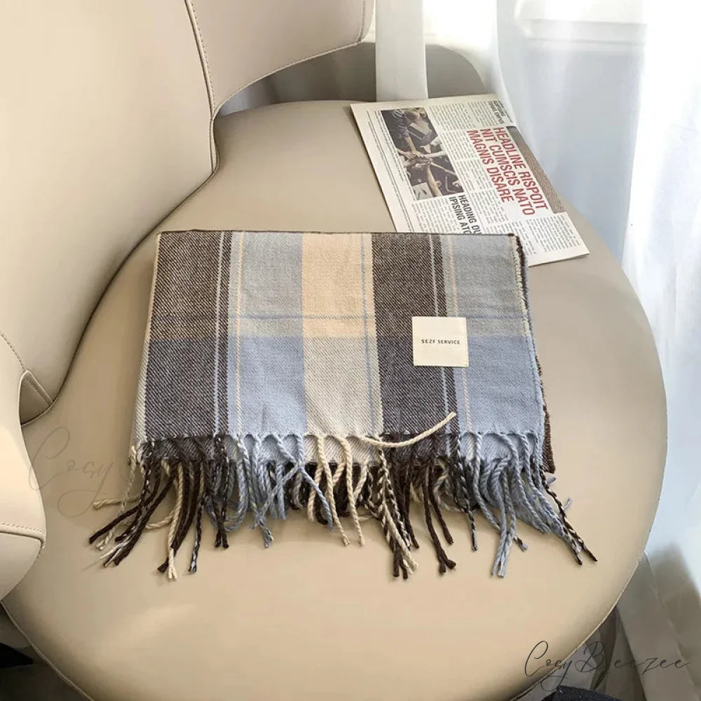 Plaid Cashmere Winter Long Bandana Scarf color2 scarf-241228