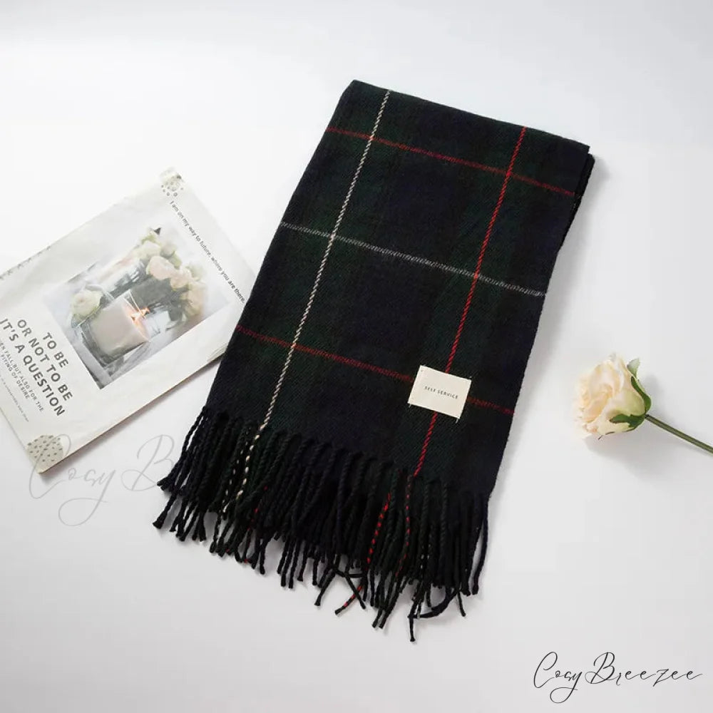 Plaid Cashmere Winter Long Bandana Scarf color3 scarf-241228