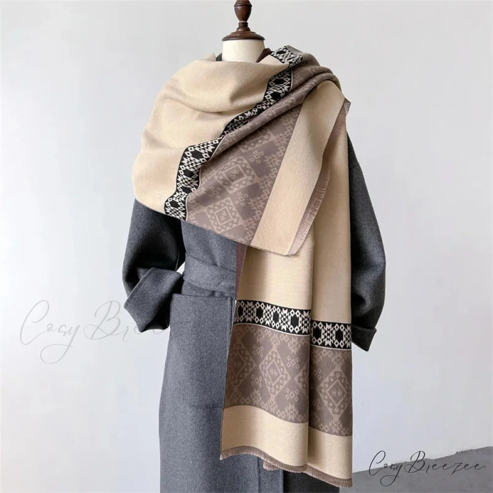 Plaid Cashmere Winter Scarf beige scarf-241228