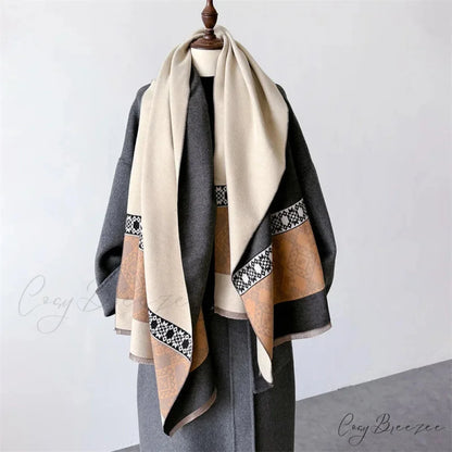 Plaid Cashmere Winter Scarf white scarf-241228