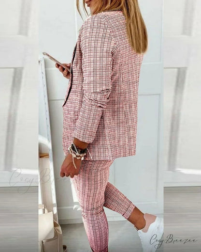 Plaid Comfortable Casual Women’s Suit