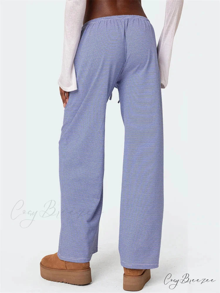 Plaid Elevated-Waist Pull-Tie Spacious Streetwear Pant pant-250223