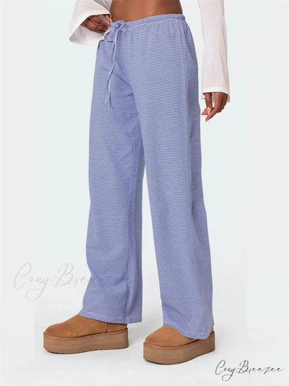 Plaid Elevated-Waist Pull-Tie Spacious Streetwear Pant pant-250223