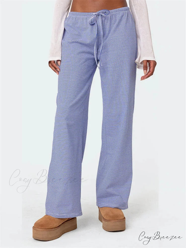 Plaid Elevated-Waist Pull-Tie Spacious Streetwear Pant PINK / S pant-250223