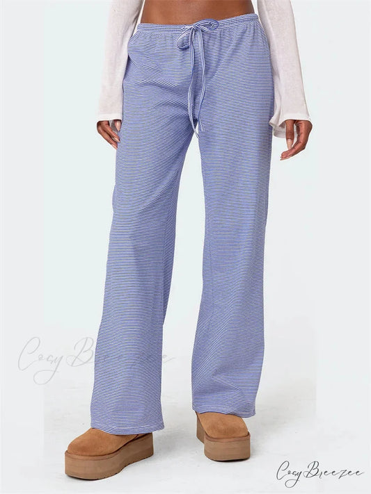 Plaid Elevated-Waist Pull-Tie Spacious Streetwear Pant PINK / S pant-250223