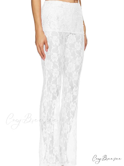 Plaid Flared Pull-Tie Elevated-Waist Casual Pant pant-250223