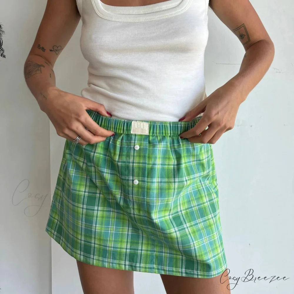 Plaid Gingham Low Rise Skirt skirts-250223