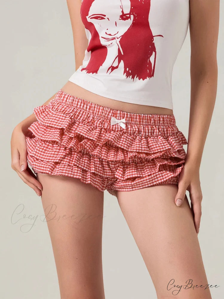 Plaid Layered Lolita Bloomer Shorts short-250223