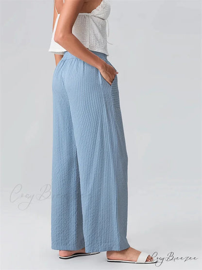 Plaid Pattern Pull-Tie Stretchy Waist Relaxed Pant pant-250223