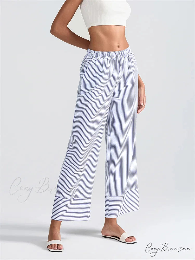 Plaid Pattern Spacious Stretchy Waist Casual Pant pant-250223