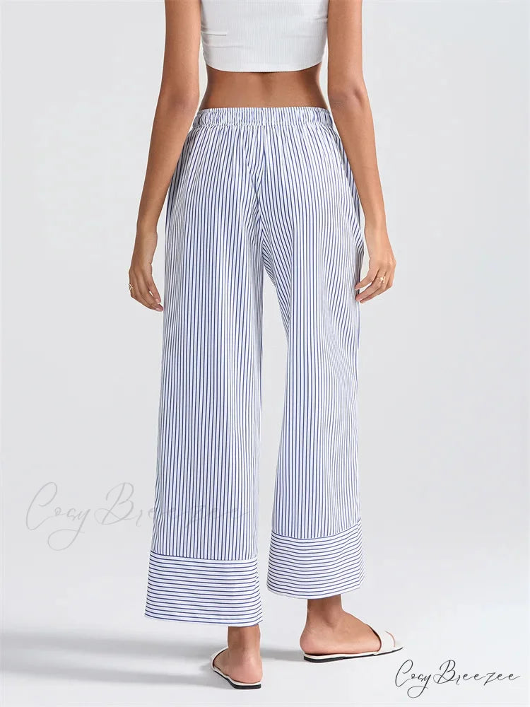 Plaid Pattern Spacious Stretchy Waist Casual Pant pant-250223