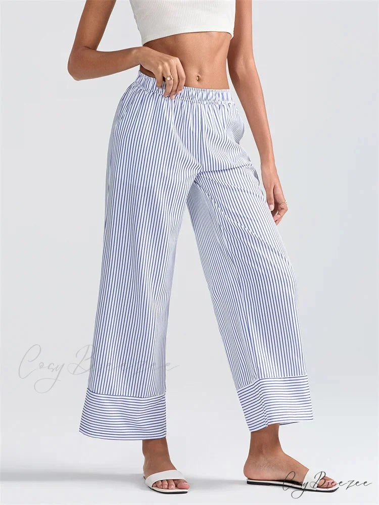 Plaid Pattern Spacious Stretchy Waist Casual Pant pant-250223